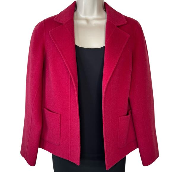 TALBOTS 100% Wool Open Faced Jacket in Raspberry Women's Size 4 Petite - Picture 1 of 8